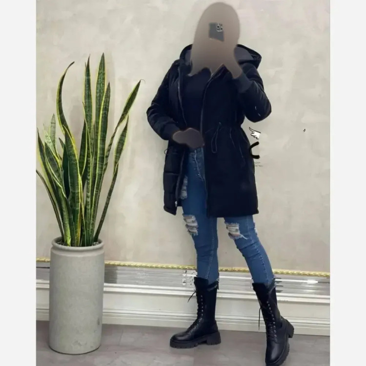 کاپشن لیوسا سیلیکونی داخل ببعی کلاهدار رنگ مشکی سایز فری 38 تا 46