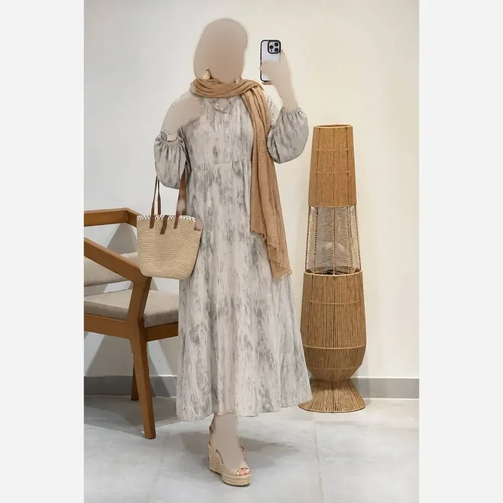 کفتان سایه زنانه شانتون طرح گازوییلی فری سایز 36-48 نسکافه تیره و کرم قد 126