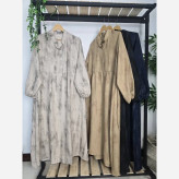 کفتان سایه زنانه شانتون طرح گازوییلی فری سایز 36-48 نسکافه تیره و کرم قد 126