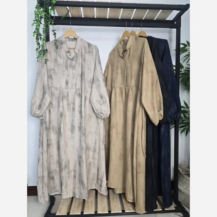 کفتان سایه زنانه شانتون طرح گازوییلی فری سایز 36-48 نسکافه تیره و کرم قد 126