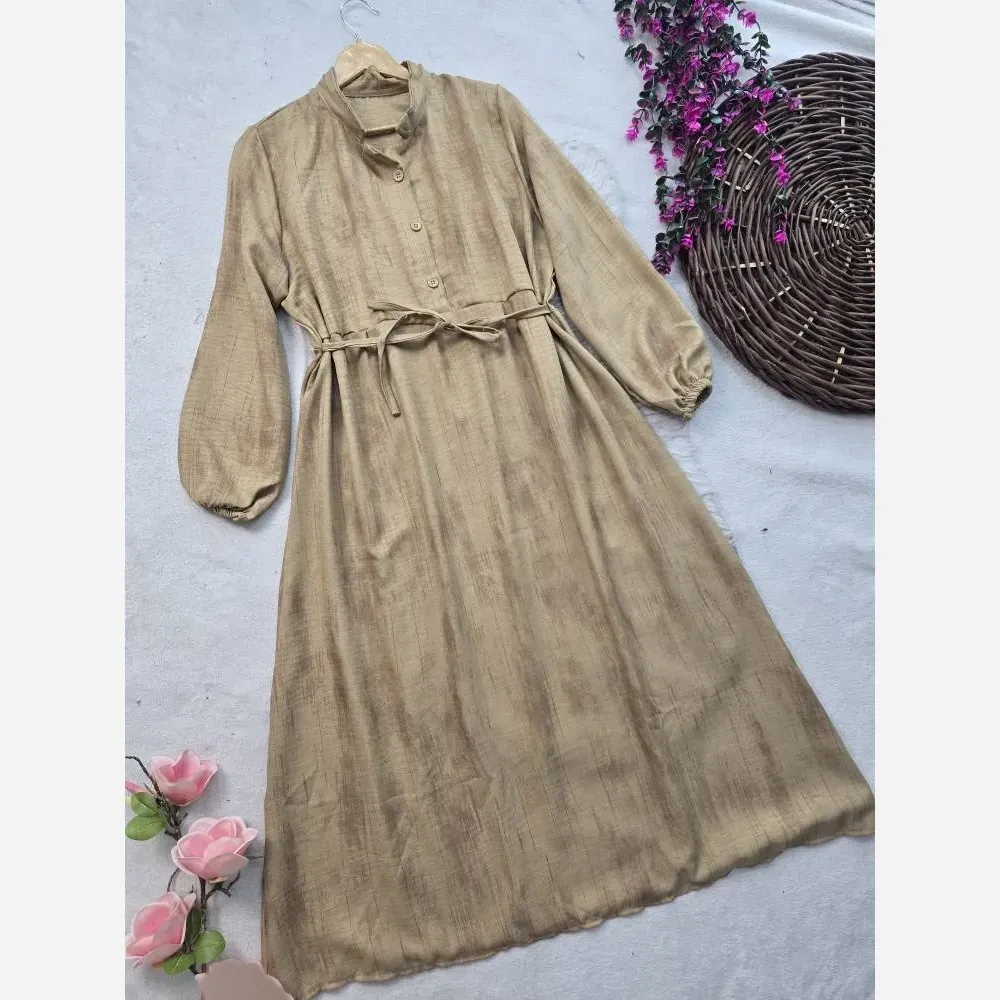 کفتان سایه زنانه شانتون طرح گازوییلی فری سایز 36-48 نسکافه تیره و کرم قد 126