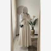 سه تیکه لنین کتان مدل الین رنگ کرم