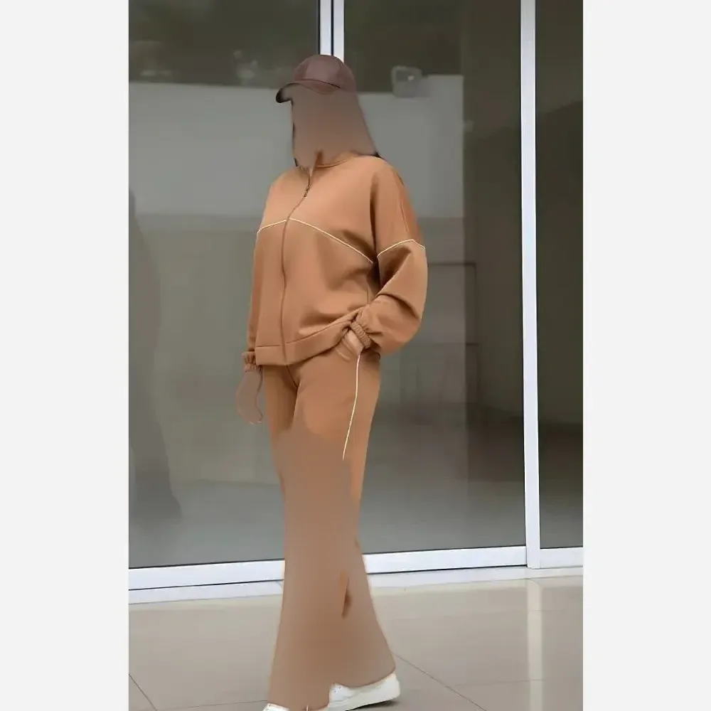 سویشرت شلوار دورس داخل کرک گرم بالا آویشا رنگ شتری سایز 38 تا 46