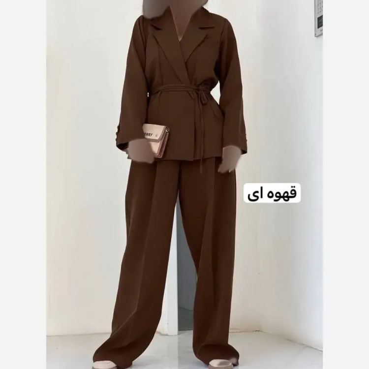 ست کت و شلوار پاییزه زنانه کتان کشی فری سایز 38 تا 46