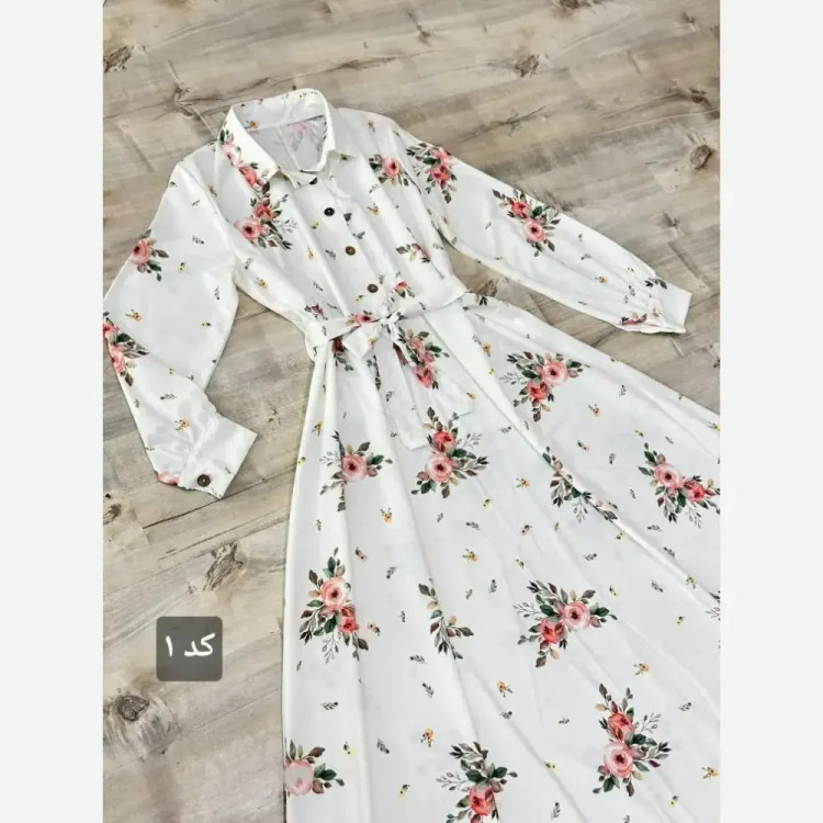 ماکسی بلند گلدار مدل اریکا جنس کرپ بوگاتی درجه یک فری سایز