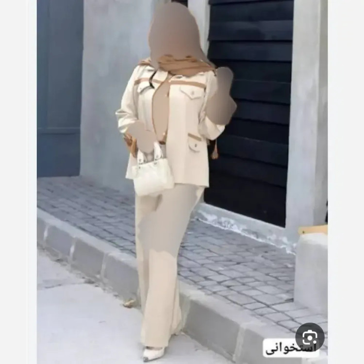ست 2 تیکه پاییزه زنانه جنس سوپرمازراتی اعلا رنگ مشکی قهوه ای نسکافه ای سایز 38 تا 46 فری سایز