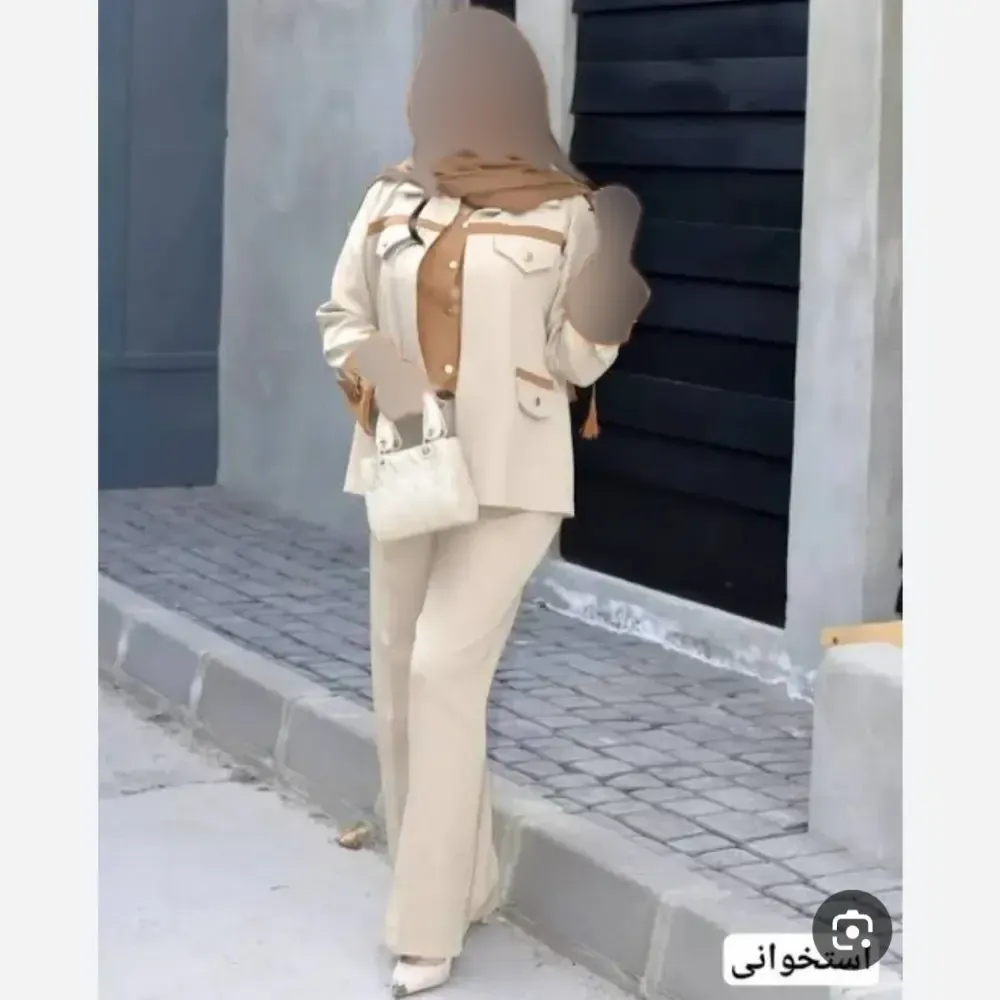 ست 2 تیکه پاییزه زنانه جنس سوپرمازراتی اعلا رنگ مشکی قهوه ای نسکافه ای سایز 38 تا 46 فری سایز
