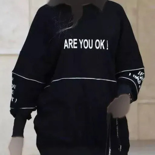 هودی لش سوپر پنبه طرح are you ok نیم زیپ سایز فری 38 تا 48