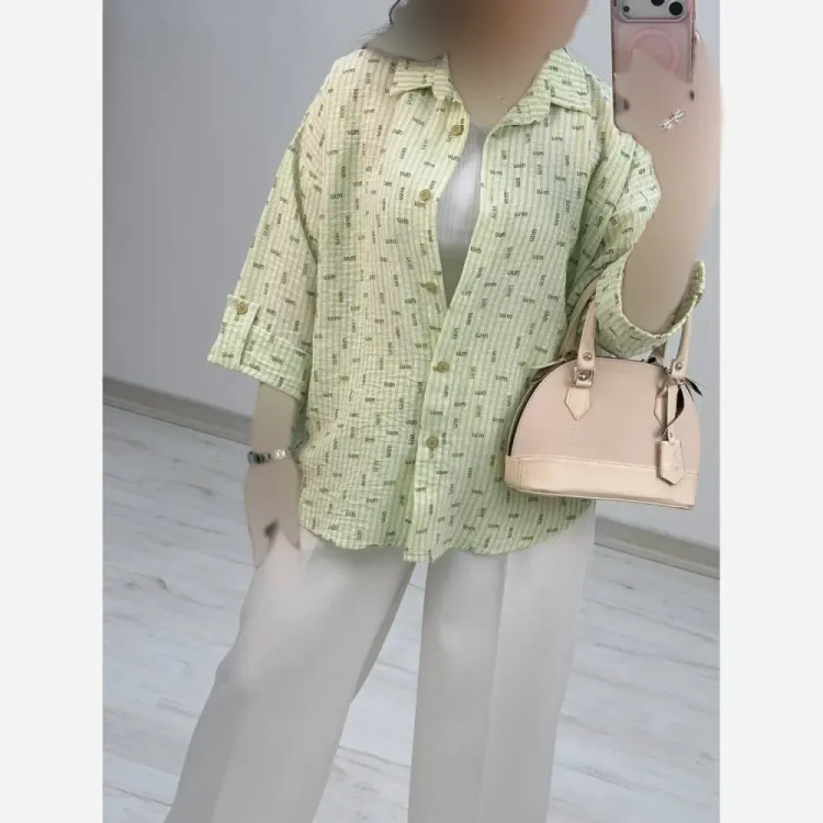 شومیز زنانه طرح دار پنبه زارا شاین دار فری سایز