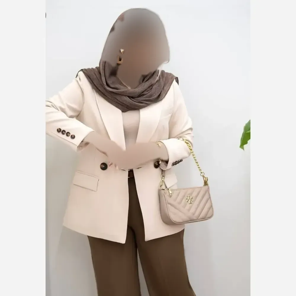 کت و شلوار مازراتی نخ توئیست تینا کرم تیره کرم روشن سایز 1 2