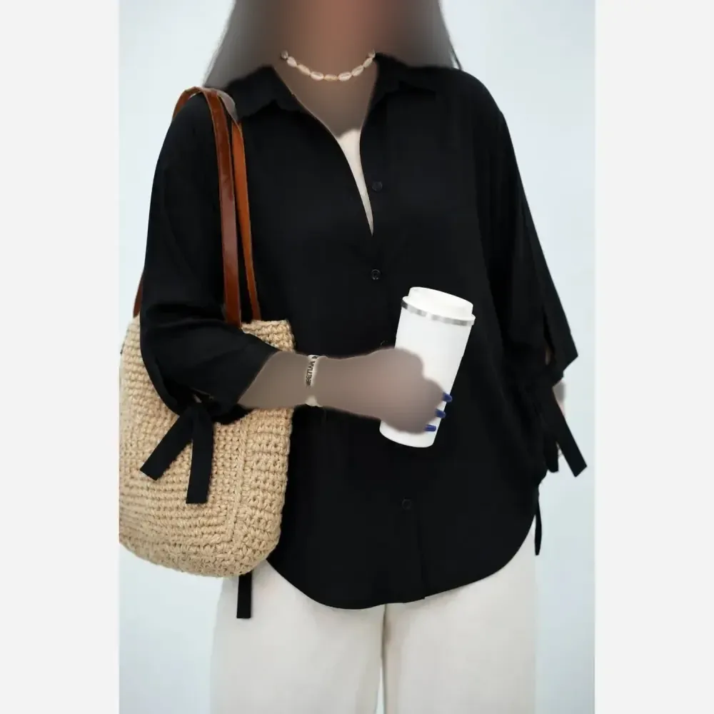 شومیز گره ای نیکی پری خنک و سبک فری سایز 38 تا 48