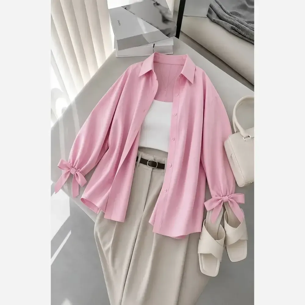 شومیز گره ای نیکی پری خنک و سبک فری سایز 38 تا 48