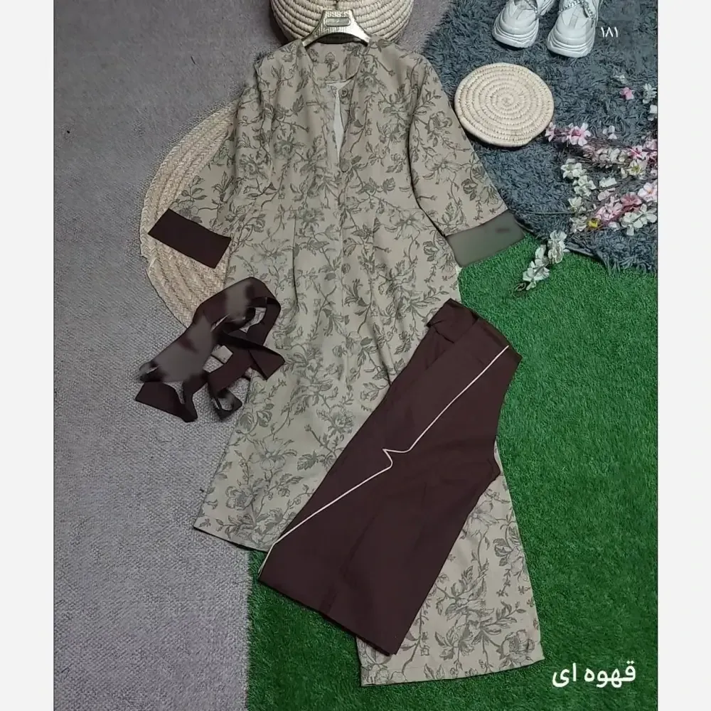 کت و اورال پاییزه آپامه جنس لینن نچرال سایز 38 تا 46