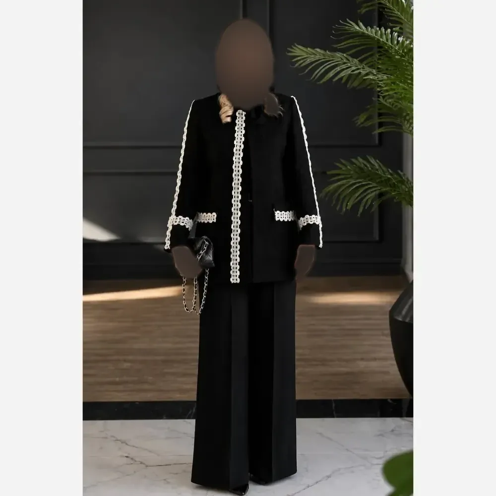 ست کت شلوار مجلسی زنانه مدل آلاله جنس مازراتی گرم بالا