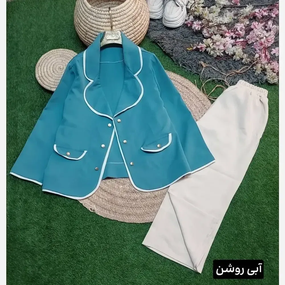 ست کت و شلوار زنانه پاییزه سوپرمازراتی پاپیون سایز 38 تا 46