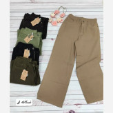 شلوار کتان سیلک پاییزه زنانه مدل حصیری قد 95