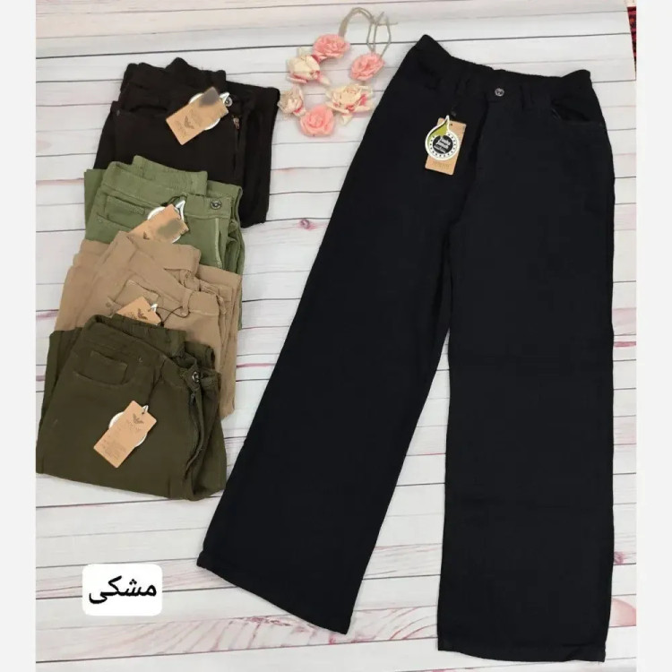 شلوار کتان سیلک پاییزه زنانه مدل حصیری قد 95