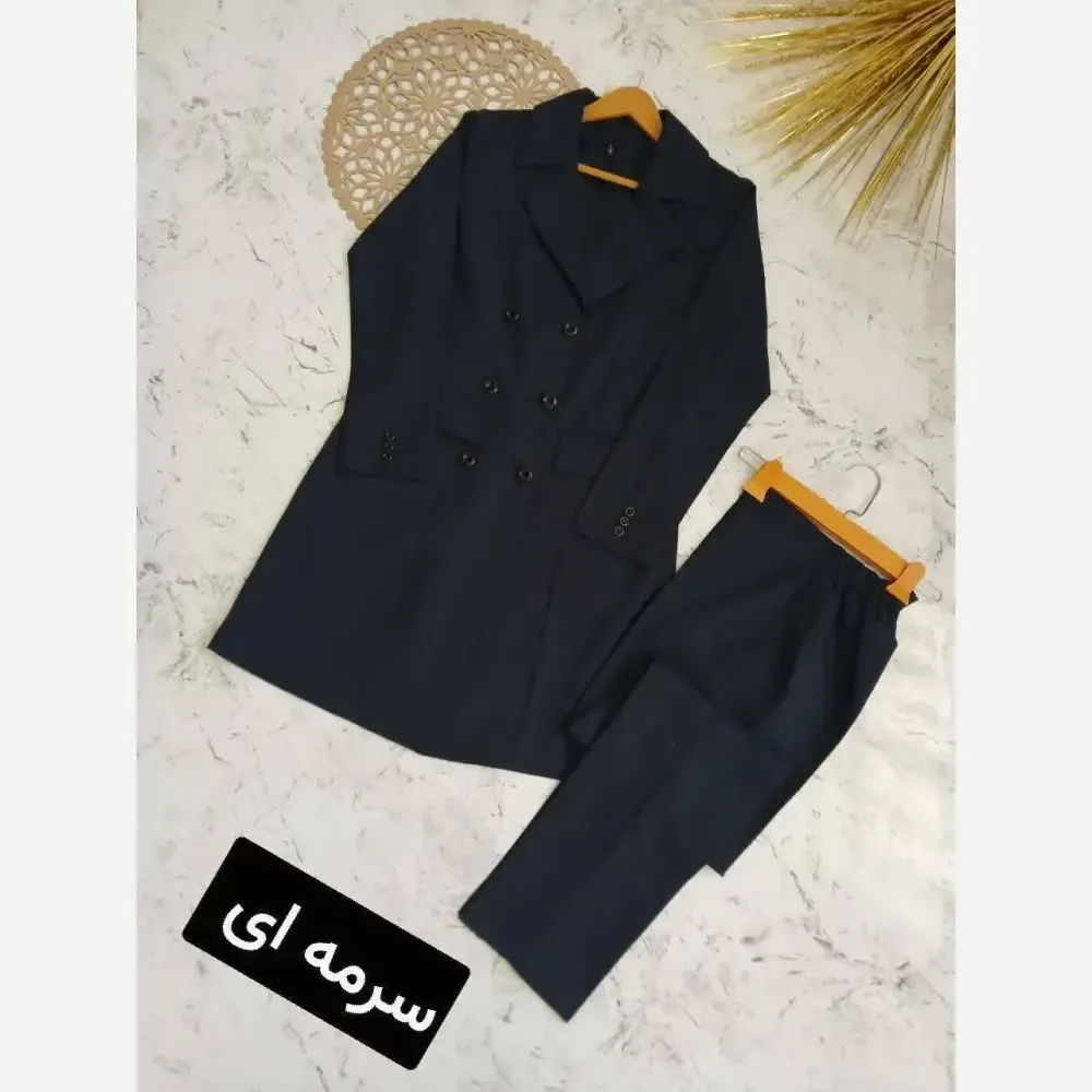ست مانتو و شلوار اداری ساده 6 دکمه جنس مکانیک پرشیا درجه یک رنگبندی متنوع سایز 36 تا 52