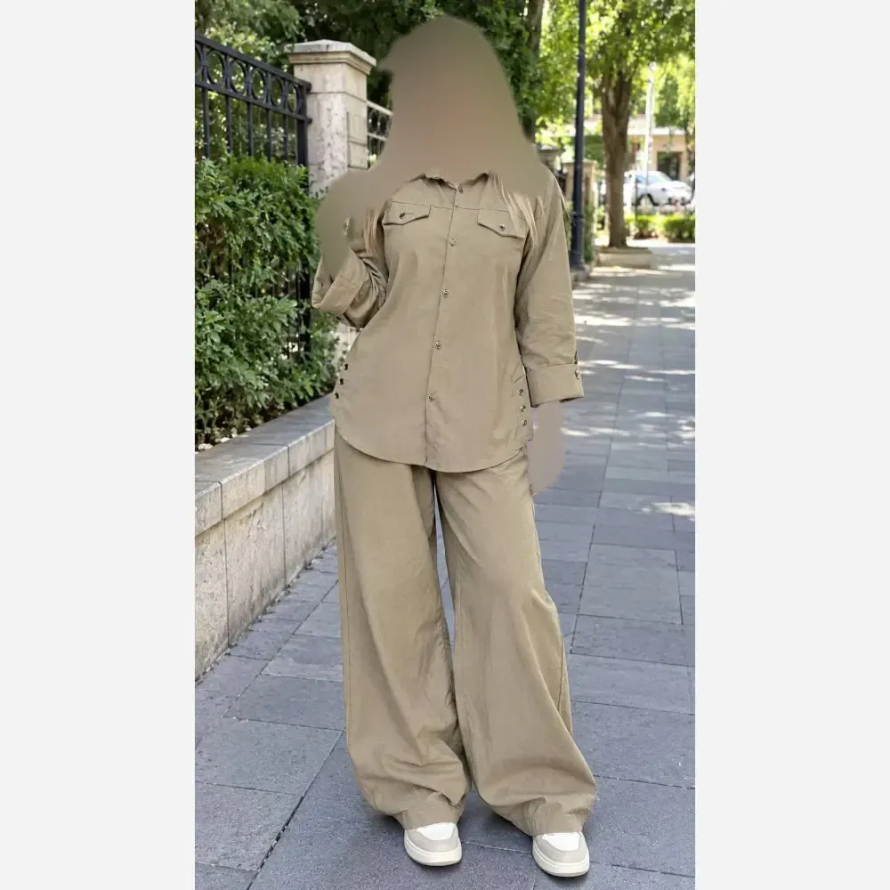 مانتو بغل دکمه کتان ژینا کتان کش اعلا فری سایز