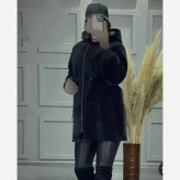 کاپشن زنانه سیلیکونی مشکی کلاهدار داخل خز سایز فری