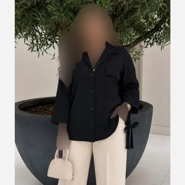 مانتو اطلس پاپیونی خنک مدل آستین پاکتی فری سایز