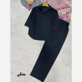 ست شومیز شلوار کتان پلاس راشا رنگ بندی متنوع سایز 38 تا 46
