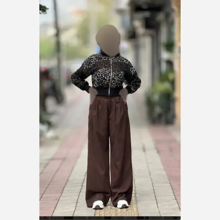 بامبر پلنگی پاییزه جنس تافته فری سایز