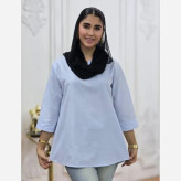 شومیز نخی ساده و دیپلمات یقه کوبایی فری سایز زنانه