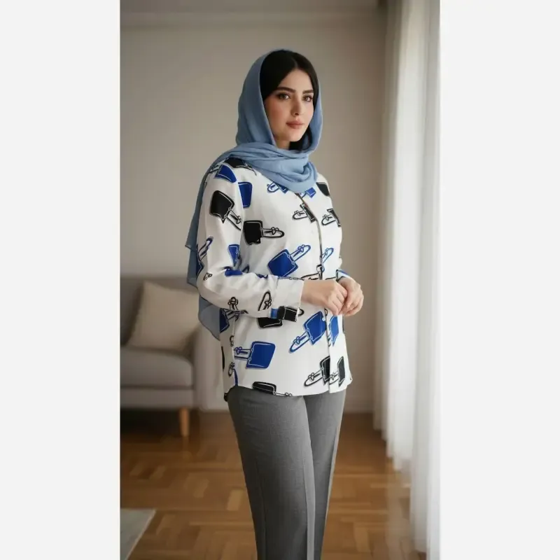 شومیز زنانه دریا جنس بوگاتی درجه یک فری سایز
