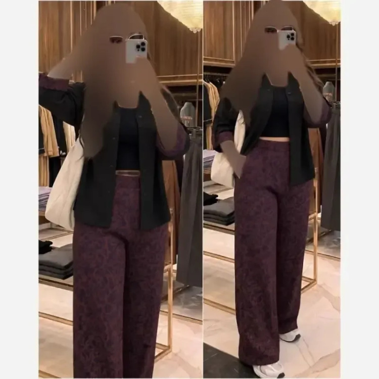 ست بلوز و شلوار زنانه مدل تهمینه جنس بوگاتی سایز فری 38 تا 48