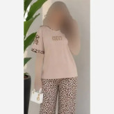 ست تیشرت و شلوار زنانه مدل بنلی جنس نخ پنبه گلکسی سایز 38 تا 46