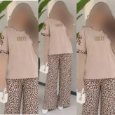 ست تیشرت و شلوار زنانه مدل بنلی جنس نخ پنبه گلکسی سایز 38 تا 46
