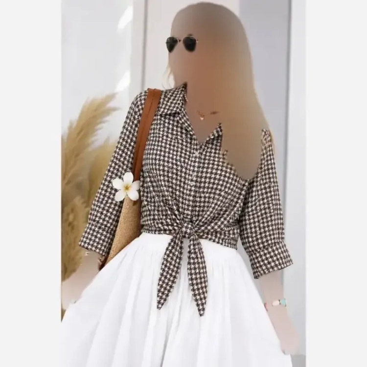 شومیز گره ای جنس الیزه درجه یک مناسب سایز 38 تا 50