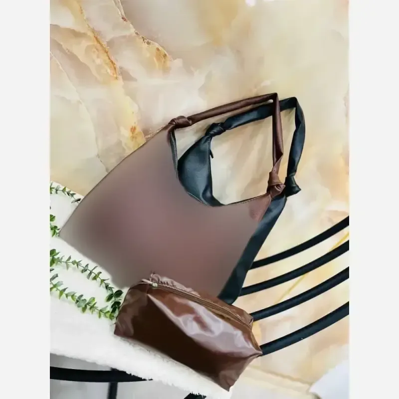 کیف زنانه شرانگ خارجی بند گره به همراه کیف آرایش سایز 33-38
