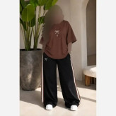 ست تیشرت و شلوار بگ زنانه گلکسی پنبه اعلاء فری سایز تا 48